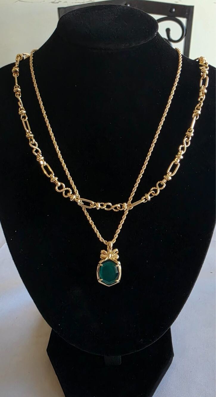 Kendra Scott Daphne Bow Multi Strand Necklace Gold Pine Illusion NWT